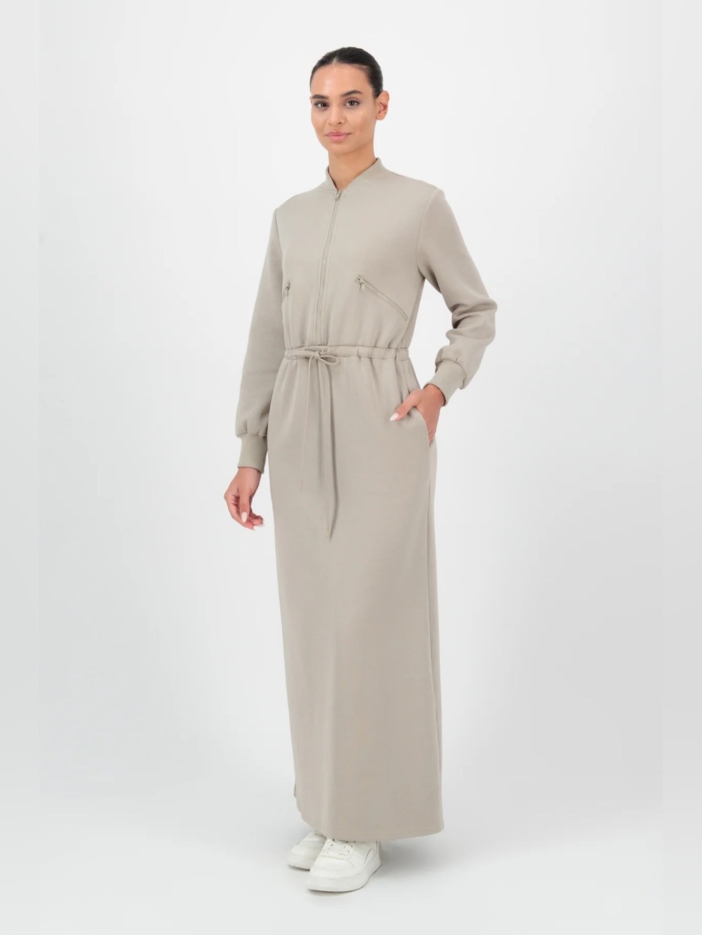 FARES | Half-Zip Long-Sleeve Sweatshirt Dress